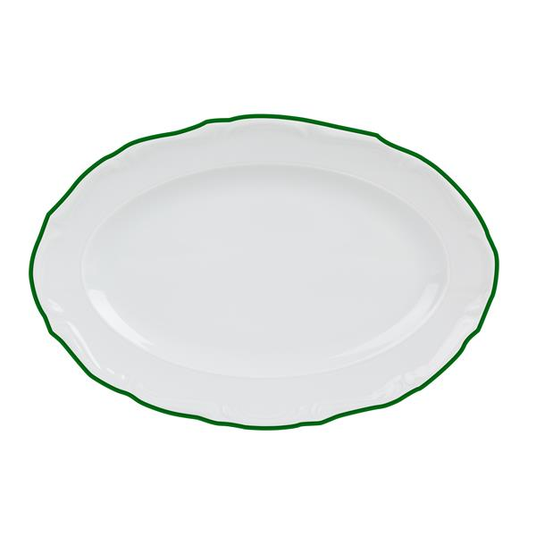 Блюдо овальное l=30см,  зеленый кант,  