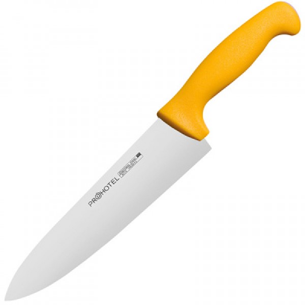 Нож поварской «Проотель» сталь нерж., пластик;  , L=340/200, B=45мм;  желтый, металлич.