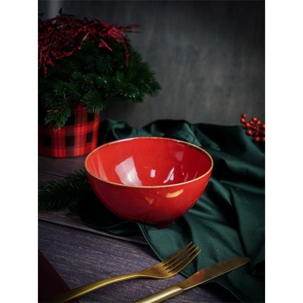 Салатник 770мл/d=16см,  фарфор,  красный,  PORLAND