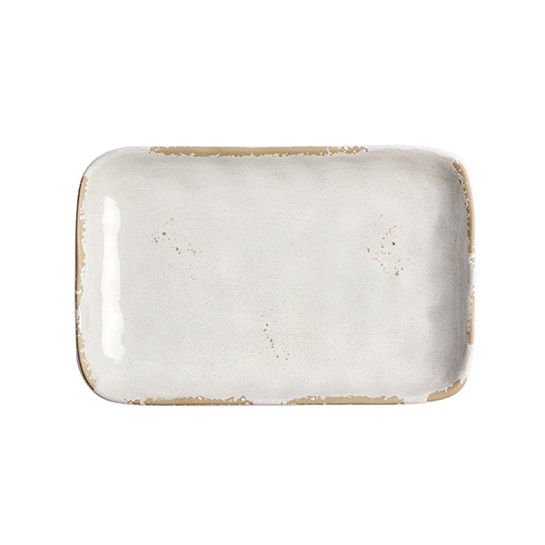 Блюдо прямоугольное l=20, 4х13см/h=2, 8cm,  белый с беж.,  KUNSTWERK