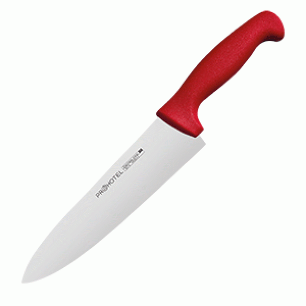 Нож поварской «Проотель» сталь нерж., пластик;  , L=340/200, B=45мм;  красный, металлич.