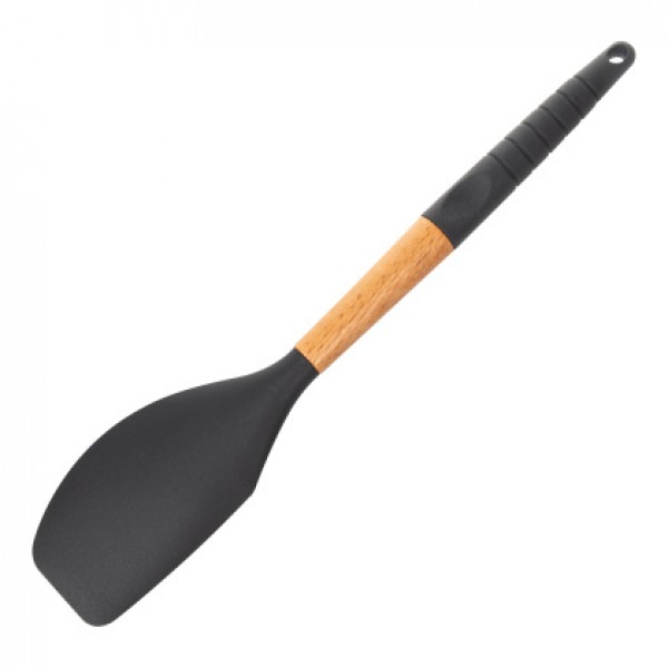 Лопатка кухонная L=32*6см силикон+дерево,  КИТАЙ