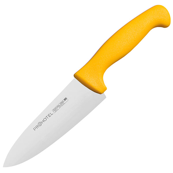 Нож поварской L=29см/15см желт.пластик нерж.,  PROHOTEL