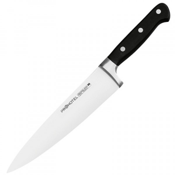 Нож поварской «Проотель»;  сталь нерж.,  пластик;  L=345/120,  B=45мм;  черный,  металлич.,  PROHOTEL