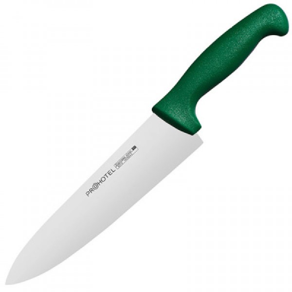Нож поварской «Проотель» сталь нерж., пластик;  , L=340/200, B=45мм;  зеленый, металлич.