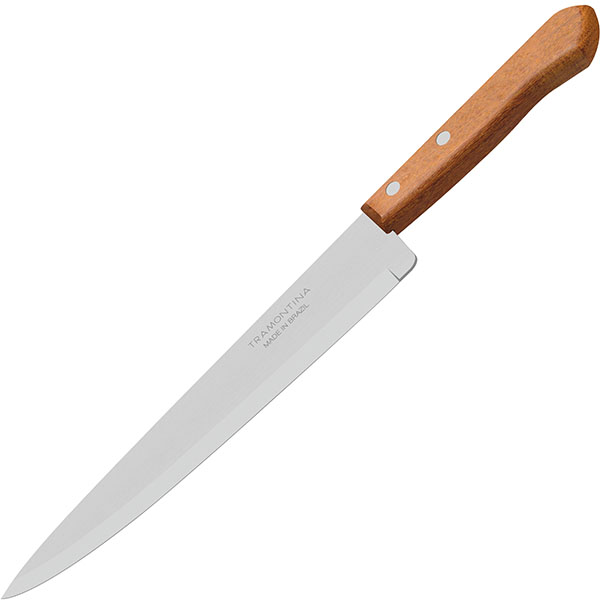 Нож поварской;  сталь,  дерево;  L=32/20,  B=4см;  металлич.,  коричнев.