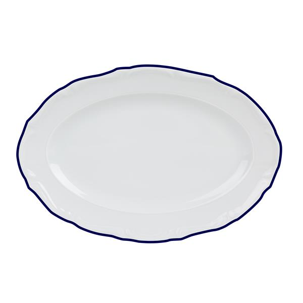 Блюдо овальное l=30см,  синий кант,  