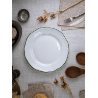 Тарелка d=27см,  зеленый кант,  