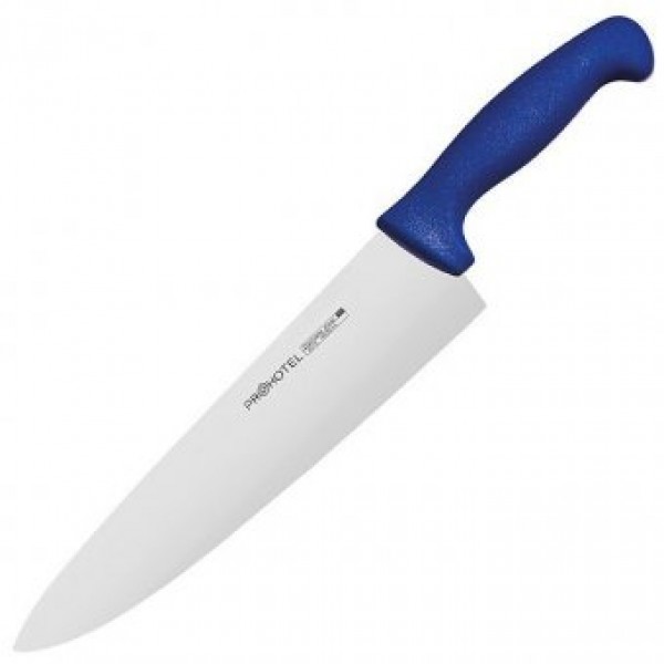 Нож поварской «Проотель» сталь нерж., пластик;  , L=380/240, B=55мм;  синий,  металлич.