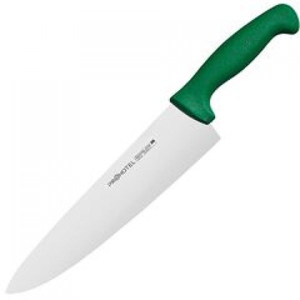 Нож поварской «Проотель» сталь нерж., пластик;  , L=380/240, B=55мм;  зеленый,  металлич.